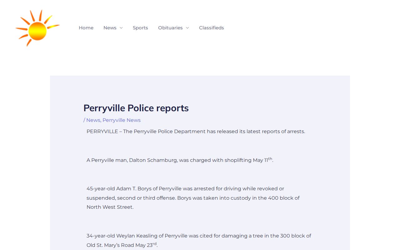 Perry County news and police report records at Sun Times