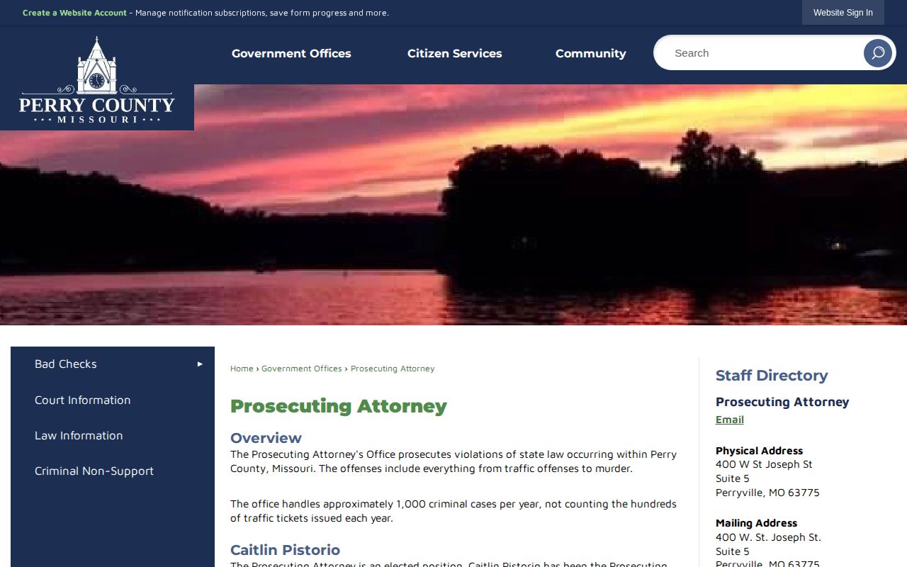 Perry County Prosecuting Attorney warrant and case guidance